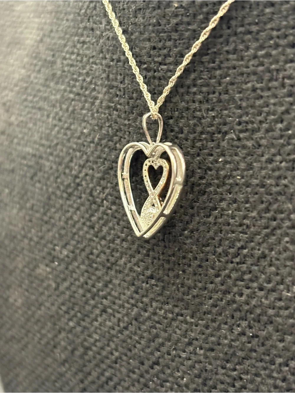 Two-Tone Heart Diamond & Pearl Infinity Necklace - Gold and Silver